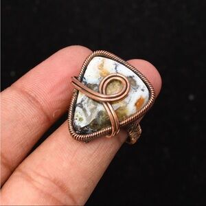 Ocean Sea Jasper Gemstone Copper Ring